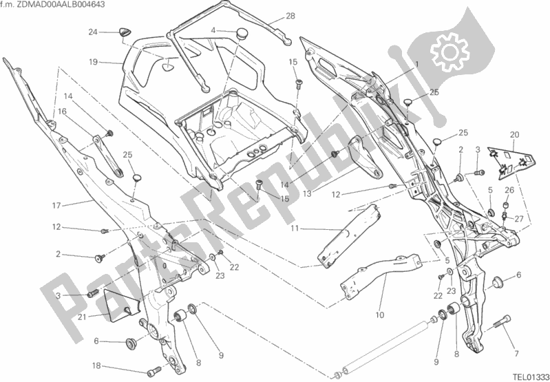 All parts for the 027 - Rear Frame Comp. Of the Ducati Multistrada 950 S Touring USA 2020
